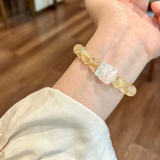 Natural Yellow Citrine White Crystal Gift Bracelets