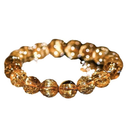 Rutilated Quartz Female Round Beads Couple Bracelets