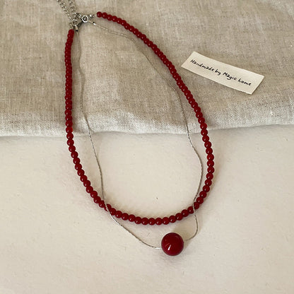 Style Red Beaded Snake Bones Chain Necklaces