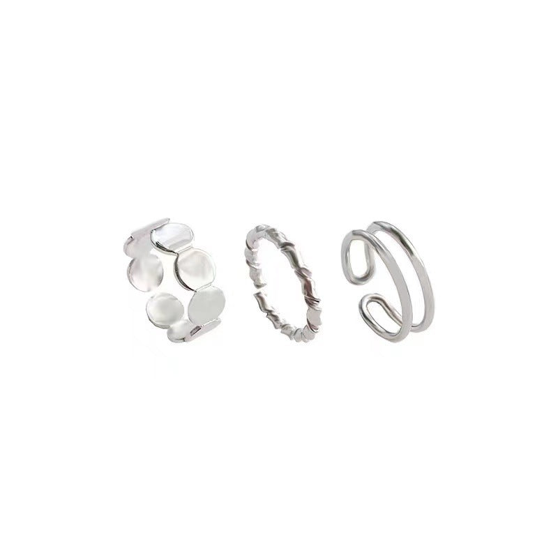 Design Twist Sequins Three-piece Set Fashion Temperament Rings