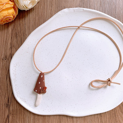 Children's Korean Style Fabric Mushroom Cartoon Small Necklaces