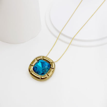 Women's Luxury Fashion Square Colorful Crystals Popular Necklaces