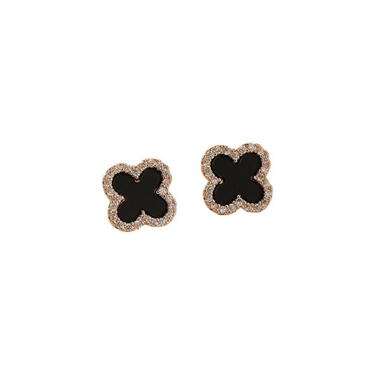 Women's Sier Needle Four Leaf Clover Ear Earrings