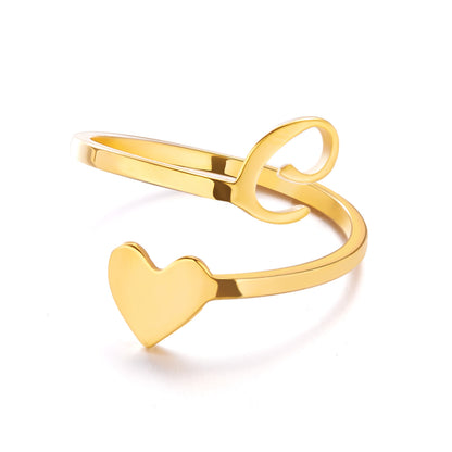 Popular Stylish Simple Letter Stainless Steel Open Three-dimensional Love Rings