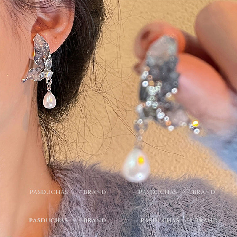 Pearl Flower Korean Style Tassel High Sense Earrings