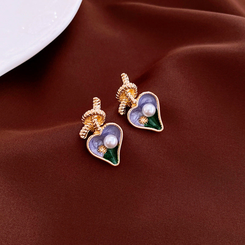 Women's Enamel Oil Painting Style Light Luxury Earrings