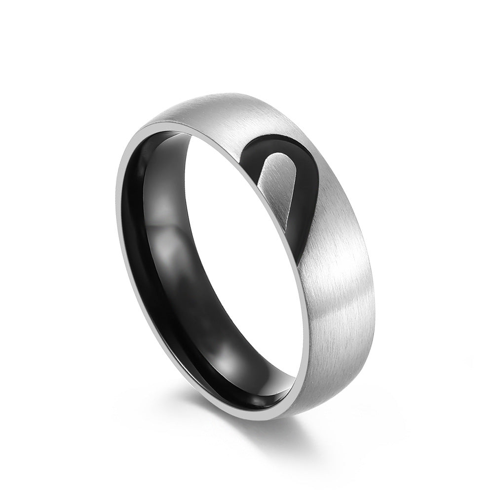 Durable Couple Ornament Titanium Steel Heart-shaped Rings