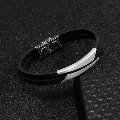 Men's Stainless Steel Fashion Titanium Imitation Leather Bracelets