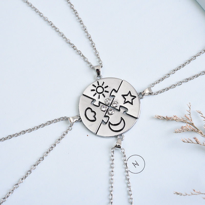 Cool Beautiful Ornament Heart-shaped Square Girlfriends Necklaces