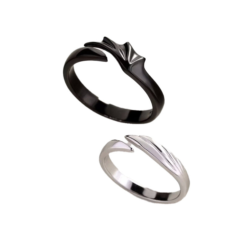 Women's & Men's Angels Demons Couple Combination Simple Lettering Rings