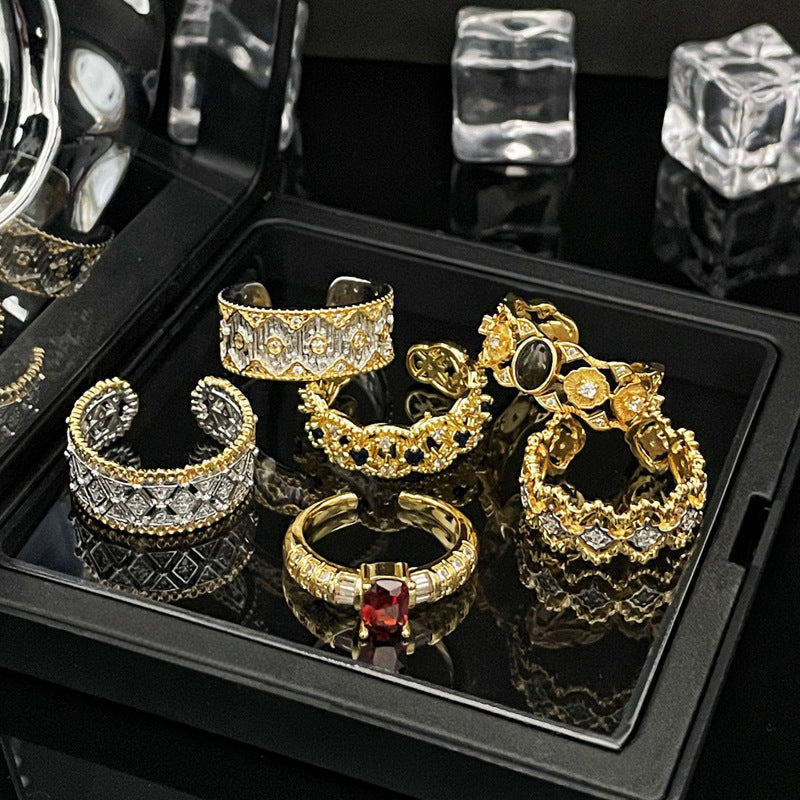 Women's Style Palace Hollow Pleated Stylish Opening Rings