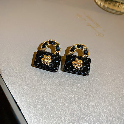Needle Black Crystal Geometric Ear Minority Fashion Temperament Entry Earrings