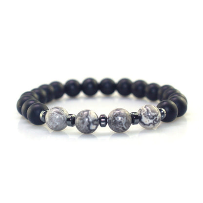 Men's Cool Magnet Simple Black Stone Map Bracelets