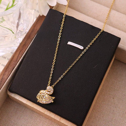 Zircon Full Diamond Little Swan Titanium Steel Female Niche Necklaces